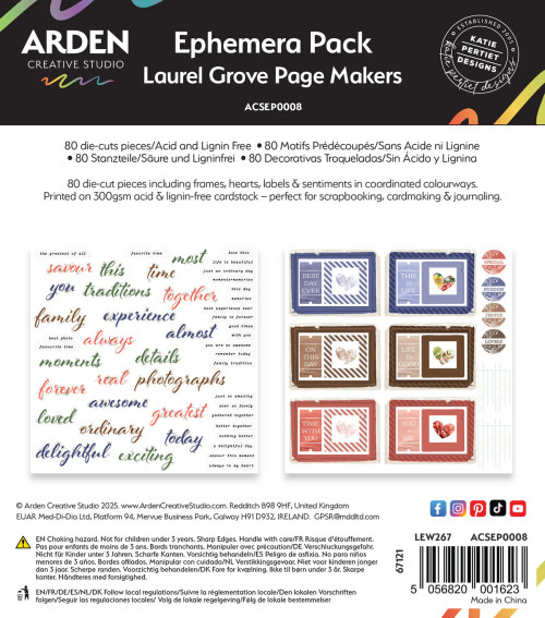 ARDEN CREATIVE STUDIO Ephemera Pack: Laurel Grove Page Makers