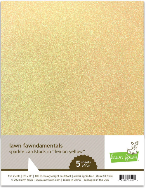 LAWN FAWN 8.5 x 11 Sparkle Cardstock: Lemon Yellow - Scrapbook