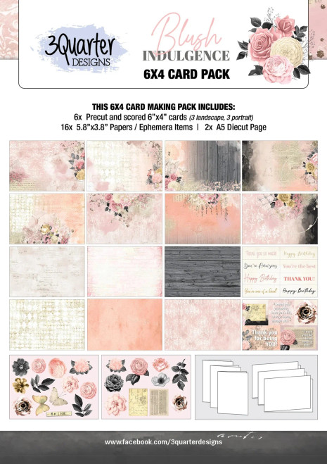 3QUARTER DESIGNS Papercuts 6x4 Card Pack: Blush Indulgence