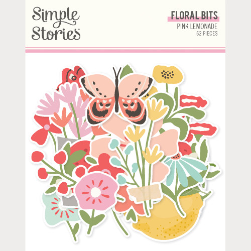 PREORDER - ships February: SIMPLE STORIES Pink Lemonade Floral Bits & Pieces