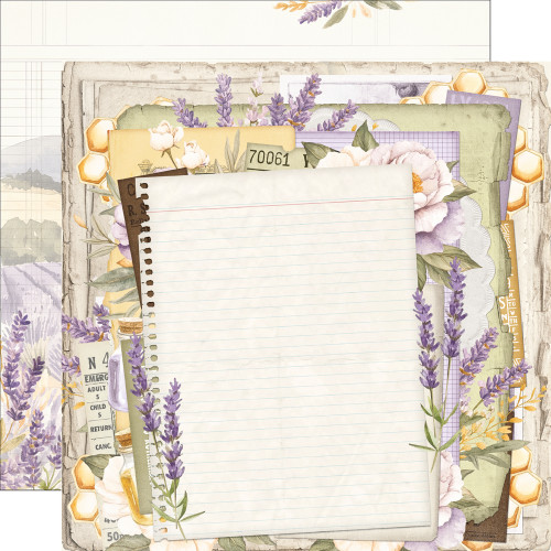 PREORDER - ships February: SIMPLE STORIES Simple Vintage Lavender Fields 12x12 Paper: Lavender Skies