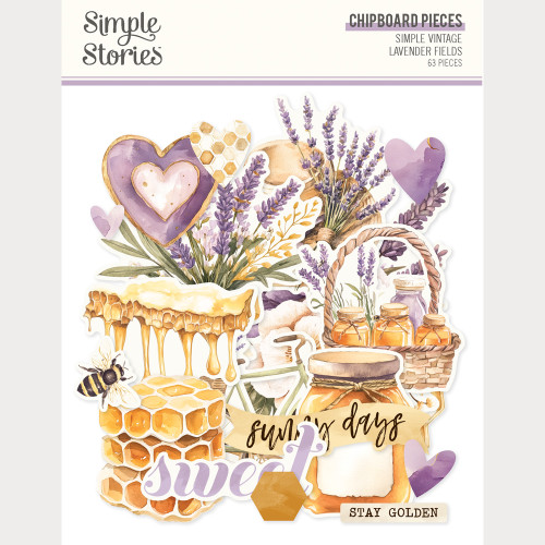 PREORDER - ships February: SIMPLE STORIES Simple Vintage Lavender Fields Chipboard Pieces