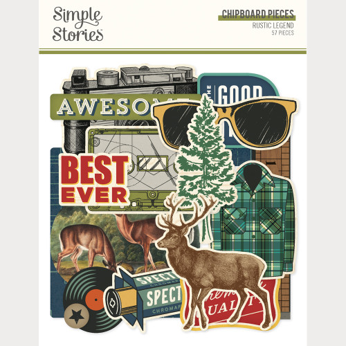 PREORDER - ships February: SIMPLE STORIES Rustic Legend Chipboard Pieces