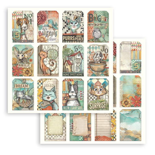 STAMPERIA Furry Friends 12x12 Paper: Tags