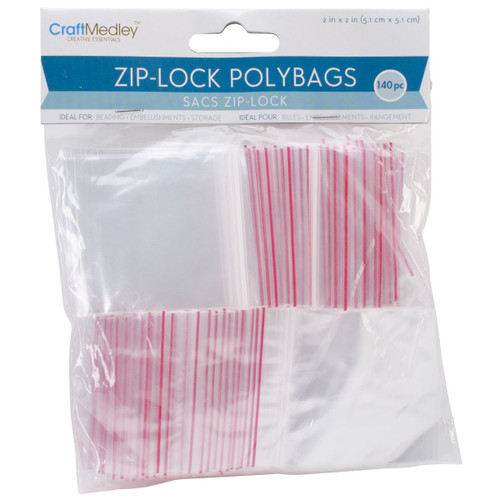 MULTI CRAFT Craft Medley Zipper Seal Polybags: 2"X2" Clear (140 ct)