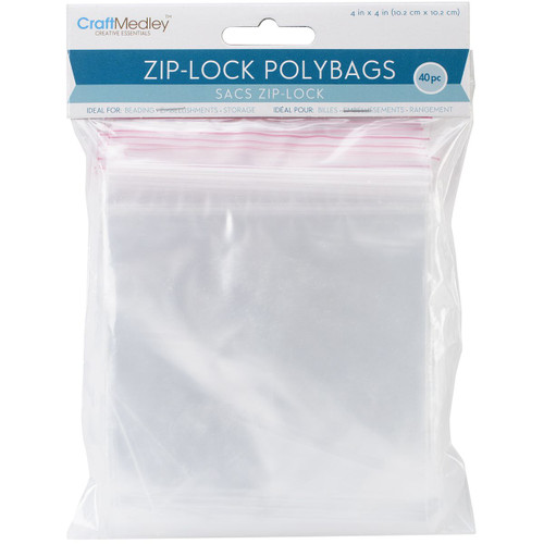 MULTI CRAFT Craft Medley Zipper Seal Polybags: 4"X4" Clear (40 ct)
