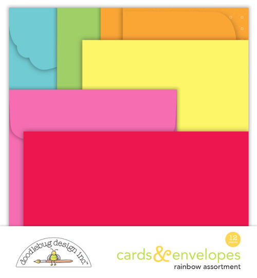 PREORDER - ships February: DOODLEBUG DESIGNS Assortment Cards & Envelopes: Rainbow