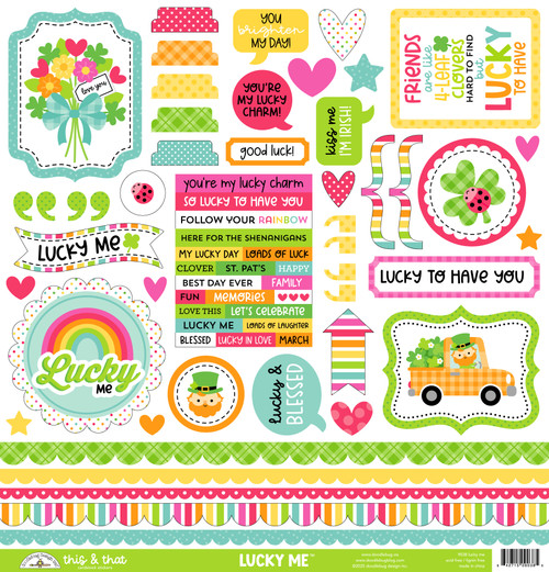 PREORDER - ships February: DOODLEBUG DESIGNS Lucky Me This & That 12x12 Sticker