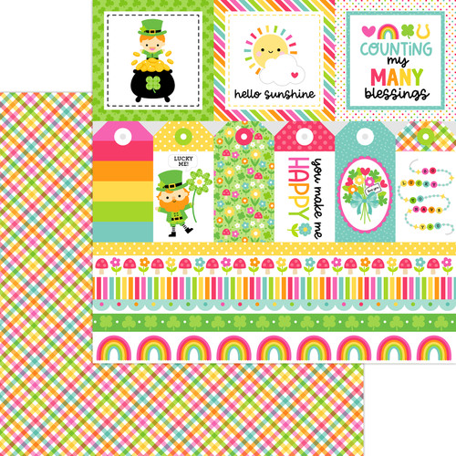 PREORDER - ships February: DOODLEBUG DESIGNS Lucky Me 12x12 Paper: St. Paddy's Plaid