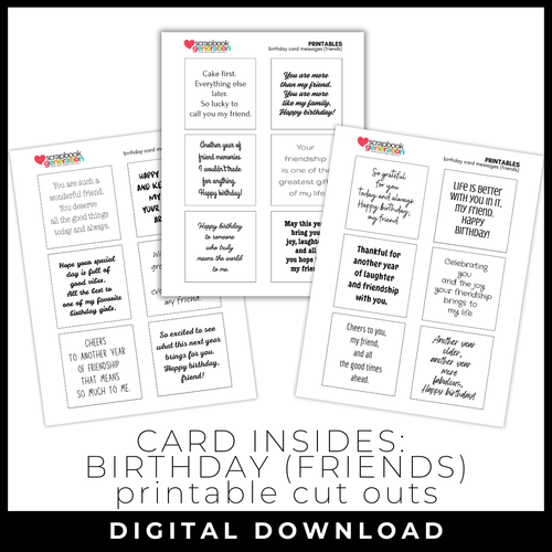 DIGITAL DOWNLOAD: Printables by Debbie - Color Fun 5 | Birthday Card Insides - Friends