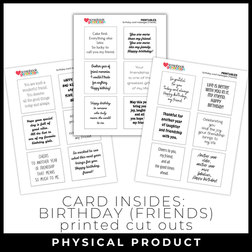 SCRAPBOOK GENERATION Printed Birthday Card Insides | Friends