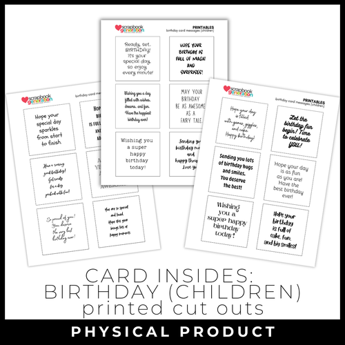 SCRAPBOOK GENERATION Printed Birthday Card Insides | Children
