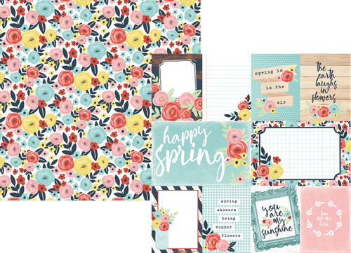 SIMPLE STORIES Welcome Spring 12x12 Paper: 3x4/4x6 Journaling Card Elements