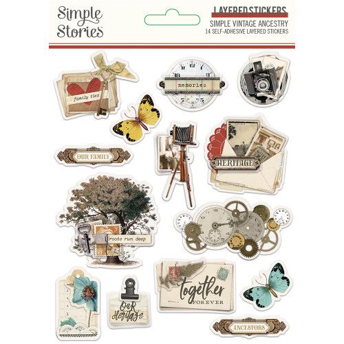 SIMPLE STORIES Simple Vintage Ancestry Layered Stickers