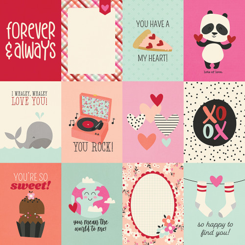 SIMPLE STORIES Sweet Talk 12x12 Paper: 3x4 Elements