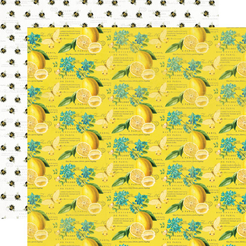 SIMPLE STORIES Simple Vintage Lemon Twist 12x12 Paper: Squeeze the Day