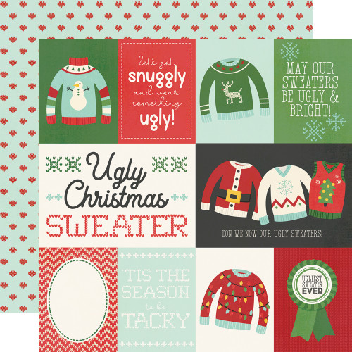 SIMPLE STORIES Ugly Sweater Christmas 12x12 Paper: Element Cards