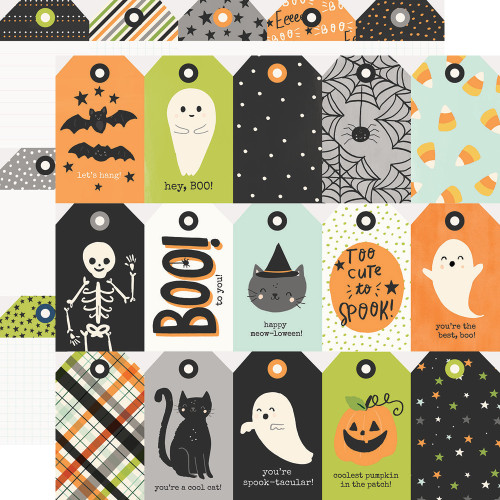SIMPLE STORIES Spooky Nights 12x12 Paper: Tags