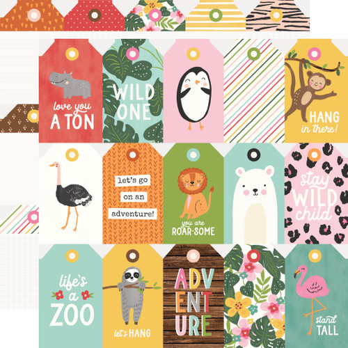 SIMPLE STORIES Into the Wild 12x12 Paper: Tags