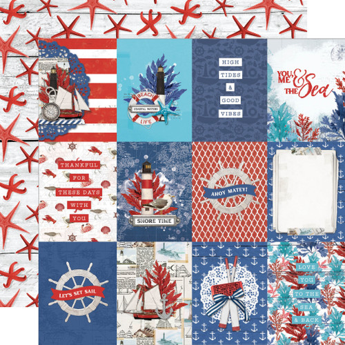 SIMPLE STORIES Simple Vintage Vintage Seas 12x12 Paper: 3x4 Elements