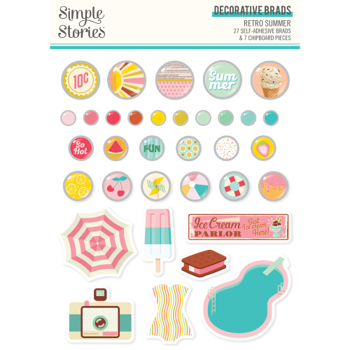 SIMPLE STORIES Retro Summer Decorative Brads