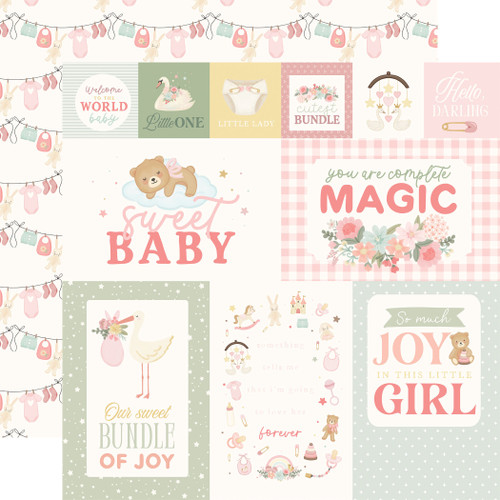 CARTA BELLA Little Lullabies BABY GIRL 12x12 Paper: Multi Journaling Cards