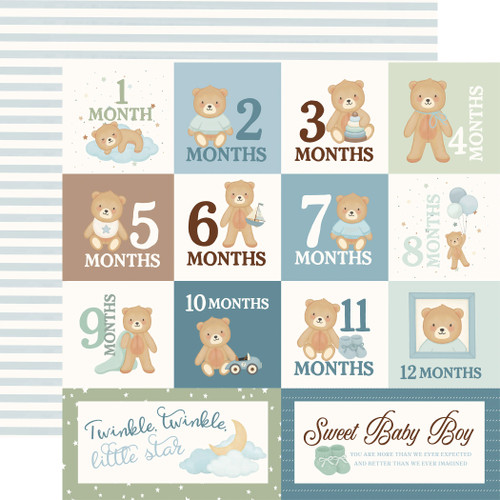 CARTA BELLA Little Lullabies BABY BOY 12x12 Paper: Monthly Journaling Cards