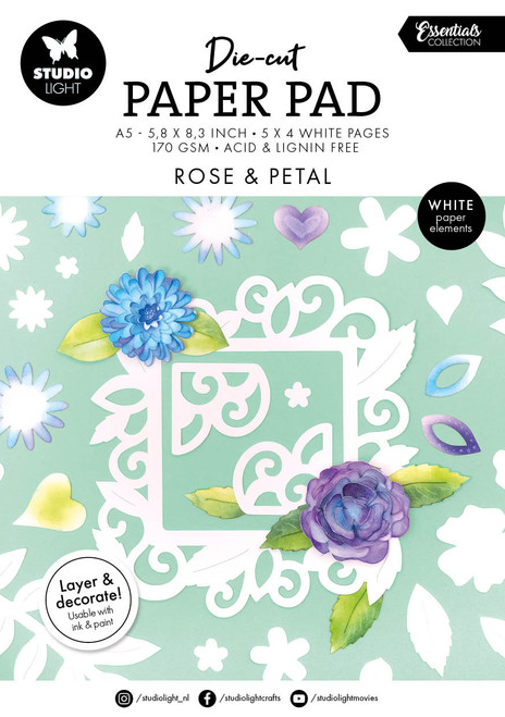 STUDIO LIGHT Die-Cut Paper Pad: Rose & Petal Essentials