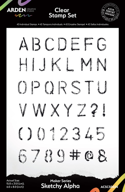 ARDEN CREATIVE STUDIO 6x8 Stamp Set: Maker Series - Sketchy Alpha