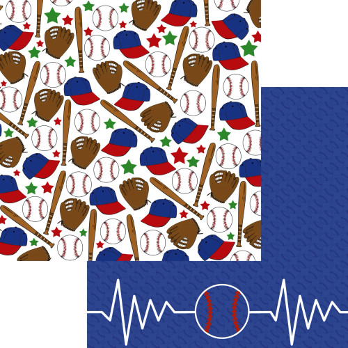 PREORDER - ships April: SSC DESIGNS Sports Beat 12x12 Paper: Baseball Heartbeat