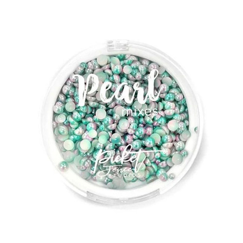 PICKET FENCE STUDIOS Flatback Pearls: Aquamarine/Pale Pink