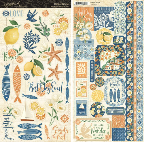 GRAPHIC 45 Scenic Route Cardstock Sticker Set