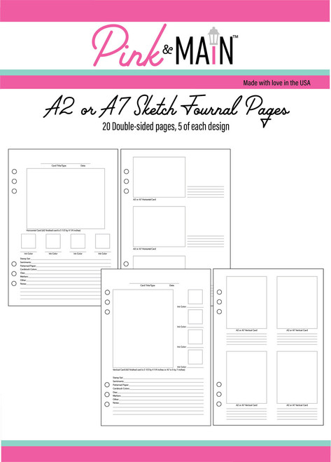 PREORDER - ships March: PINK & MAIN Inserts: A2 or A7 Sketch Journal Pages