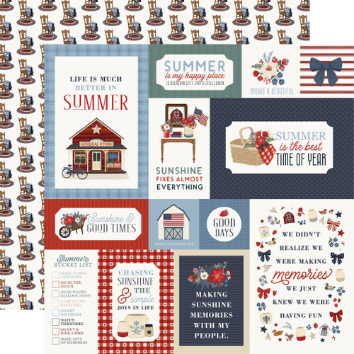 CARTA BELLA Americana Summer 12x12 Paper: Multi Journaling Cards