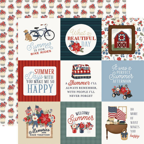 CARTA BELLA Americana Summer 12x12 Paper: 4x4 Journaling Cards