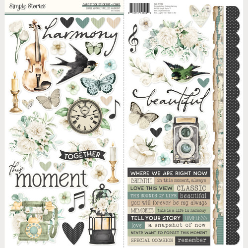 PREORDER - ships May: SIMPLE STORIES Simple Vintage Timeless Harmony Cardstock Stickers - Icons