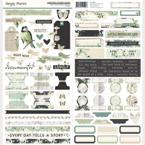 PREORDER - ships May: SIMPLE STORIES Simple Vintage Timeless Harmony Cardstock Stickers - Basics