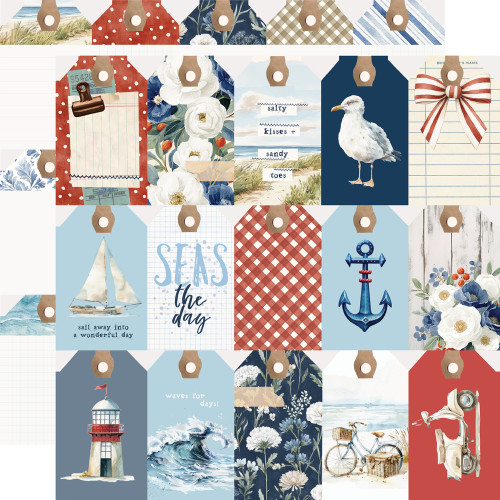 PREORDER - ships May: SIMPLE STORIES Simple Vintage Sand & Sea 12x12 Paper: Tag Elements
