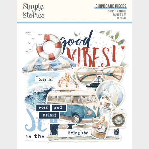 PREORDER - ships May: SIMPLE STORIES Simple Vintage Sand & Sea Chipboard Pieces