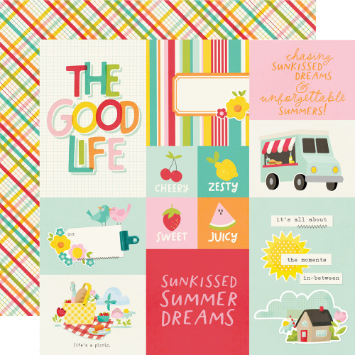 PREORDER - ships May: SIMPLE STORIES Sweet Summertime 12x12 Paper: Combo Elements