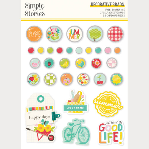 PREORDER - ships May: SIMPLE STORIES Sweet Summertime Decorative Brads