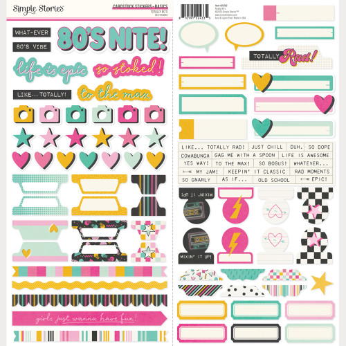 PREORDER - ships May: SIMPLE STORIES Totally 80's Cardstock Stickers - Basics