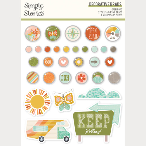 PREORDER - ships May: SIMPLE STORIES Open Road Decorative Brads