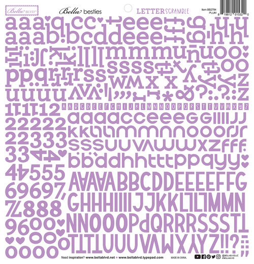 PREORDER - ships May: BELLA BLVD Bella Besties Letter Scramble Alpha Stickers - Plum (coordinates with Adventure Awaits)