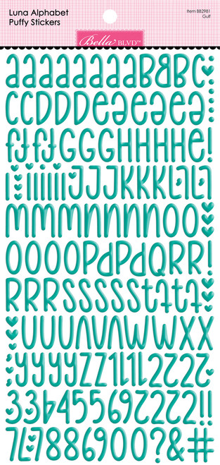 PREORDER - ships May: BELLA BLVD Bella Besties Luna Alpha Puffy Stickers - Gulf (coordinates with Adventure Awaits)
