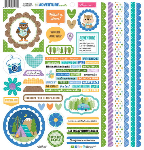 PREORDER - ships May: BELLA BLVD Adventure Awaits Doohickey Cardstock Stickers