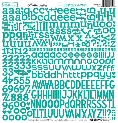 PREORDER - ships May: BELLA BLVD Bella Besties Letter Scramble Alpha Stickers - Gulf (coordinates with Walking On Sunshine)