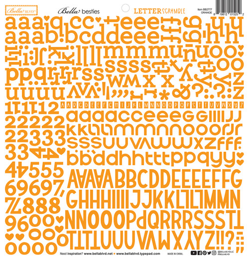 PREORDER - ships May: BELLA BLVD Bella Besties Letter Scramble Alpha Stickers - Orange (coordinates with Walking On Sunshine)