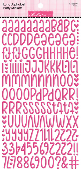 PREORDER - ships May: BELLA BLVD Bella Besties Luna Alpha Puffy Stickers - Punch (coordinates with Walking On Sunshine)