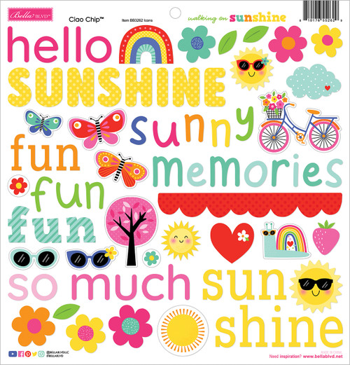 PREORDER - ships May: BELLA BLVD Walking On Sunshine Ciao Chipboard Icons